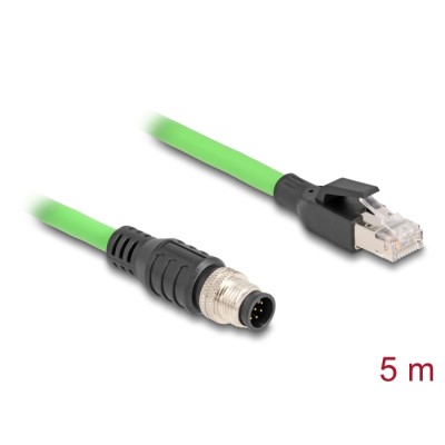 Delock M12 Cable A-coded 8 pin male to RJ45 male PUR (TPU) 5 m