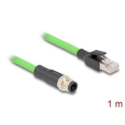 Delock M12 Cable D-coded 4 pin male to RJ45 male PUR (TPU) 1 m
