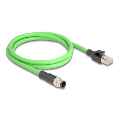Delock M12 Cable D-coded 4 pin male to RJ45 male PUR (TPU) 1 m 2