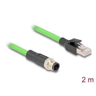 Delock M12 Cable D-coded 4 pin male to RJ45 male PUR (TPU) 2 m