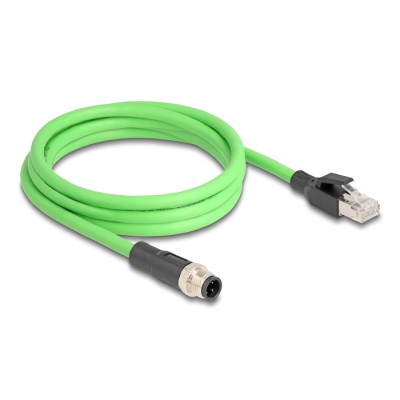 Delock M12 Cable D-coded 4 pin male to RJ45 male PUR (TPU) 2 m 2