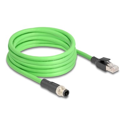 Delock M12 Cable D-coded 4 pin male to RJ45 male PUR (TPU) 5 m 2