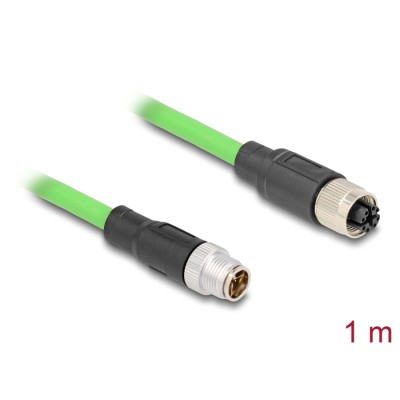 Delock M12 Cable X-coded 8 pin male to female PUR (TPU) 1 m