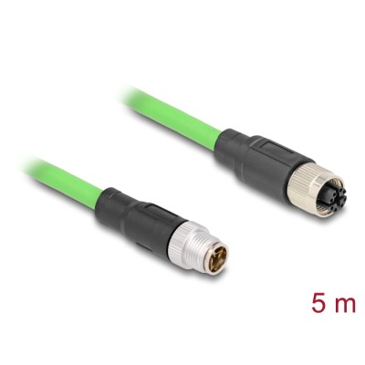 Delock M12 Cable X-coded 8 pin male to female PUR (TPU) 5 m