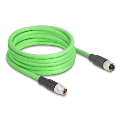 Delock M12 Cable X-coded 8 pin male to female PUR (TPU) 5 m 2