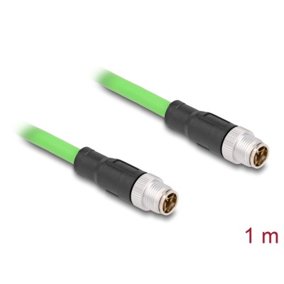 Delock M12 Cable X-coded 8 pin male to male PUR (TPU) 1 m