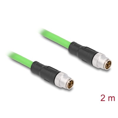 Delock M12 Cable X-coded 8 pin male to male PUR (TPU) 2 m