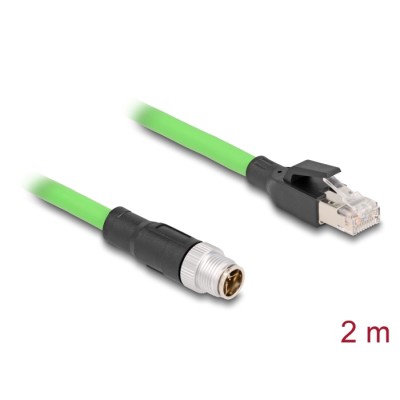 Delock M12 Cable X-coded 8 pin male to RJ45 male PUR (TPU) 2 m