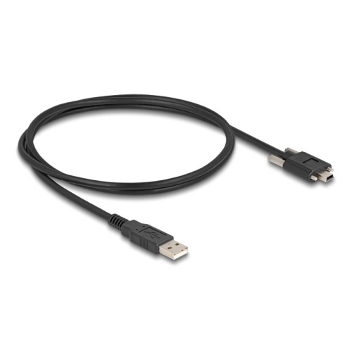 Delock USB 2.0 Cable Type-A male to Type Mini-B male with screw distance 13 mm 1 m black