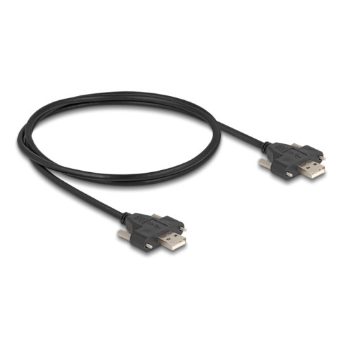 Delock USB 2.0 Cable Type-A male to male with screw distance 30 mm 1 m black