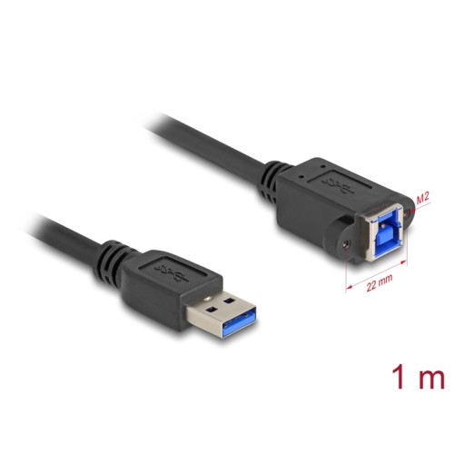 Delock USB 5 Gbps Cable USB Type-A male to USB Type-B female for installation 1 m black