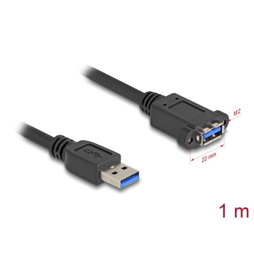 Delock USB 5 Gbps Cable USB Type-A male to USB Type-A female for installation 1 m black