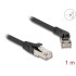 Delock RJ45 Network Cable Cat.6A S/FTP plug 45° right angled to plug straight 1 m black