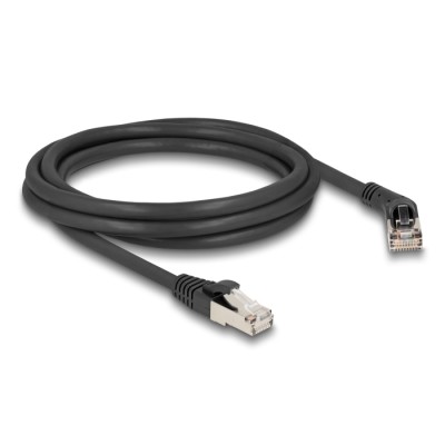 Delock RJ45 Network Cable Cat.6A S/FTP plug 45° right angled to plug straight 2 m black 2