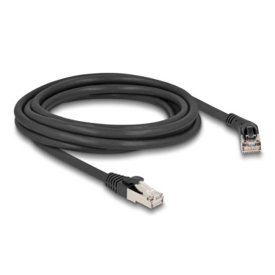 Delock RJ45 Network Cable Cat.6A S/FTP plug 45° right angled to plug straight 3 m black 2