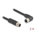 Delock M12 Cable L-coded 4 pin male straight to female right angled PUR suitable for drag chains 2 m black
