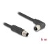 Delock M12 Cable L-coded 4 pin male straight to female right angled PUR suitable for drag chains 5 m black