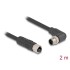 Delock M12 Cable L-coded 4 pin male right angled to female straight PUR suitable for drag chains 2 m black