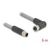 Delock M12 Cable L-coded 5 pin male straight to female right angled PUR suitable for drag chains 5 m grey