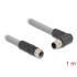 Delock M12 Cable L-coded 5 pin male right angled to female straight PUR suitable for drag chains 1 m grey