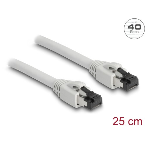 Delock RJ45 Network Cable Cat.8.1 S/FTP 0.25 m up to 40 Gbps grey