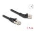 Delock RJ45 Network Cable Cat.6A S/FTP plug 45° left angled to plug straight 0.5 m black
