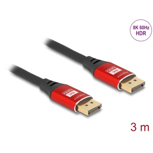 Delock DisplayPort Cable 8K 60 Hz 3 m red metal