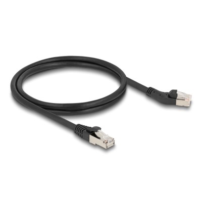 Delock RJ45 Network Cable Cat.6A S/FTP plug 45° left angled to plug straight 1 m black 2