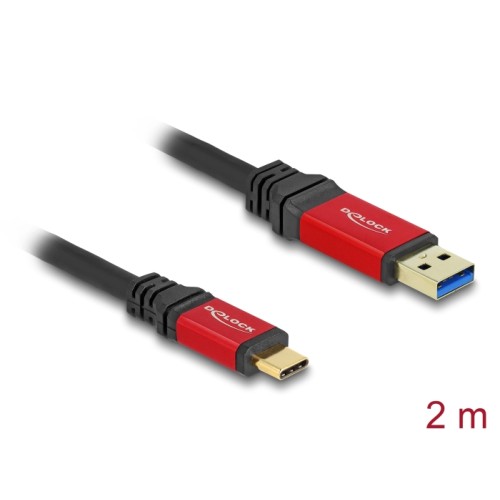 Delock USB 10 Gbps Cable USB Type-A male to USB Type-C™ male 2 m red metal