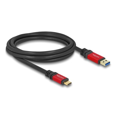 Delock USB 10 Gbps Cable USB Type-A male to USB Type-C™ male 2 m red metal 2