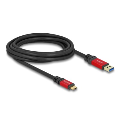 Delock USB 10 Gbps Cable USB Type-A male to USB Type-C™ male 3 m red metal 2