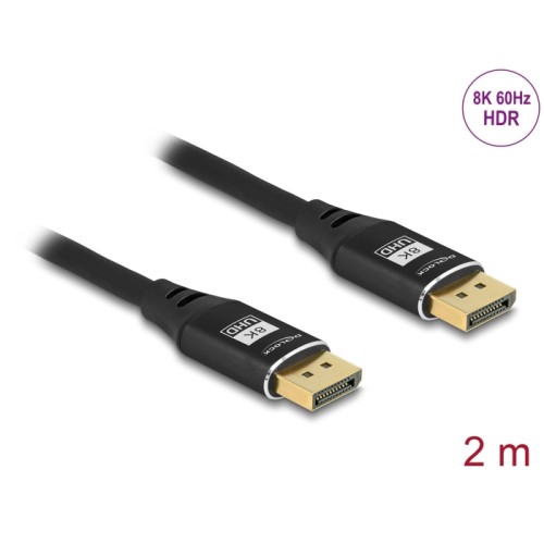 Delock DisplayPort Cable 8K 60 Hz 2 m black metal