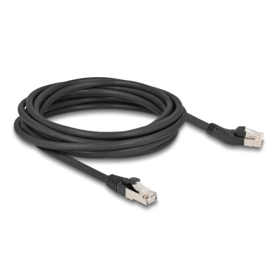 Delock RJ45 Network Cable Cat.6A S/FTP plug 45° left angled to plug straight 5 m black 2