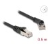 Delock RJ45 Network Cable Cat.8.1 S/FTP plug 45° right angled to plug straight up to 40 Gbps 0.5 m black