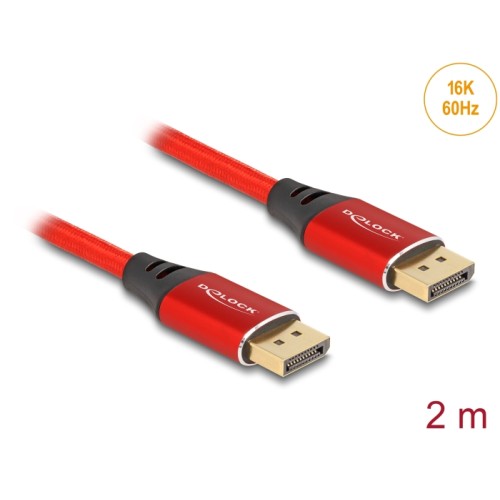 Delock DisplayPort Cable 16K 60 Hz 2 m red metal