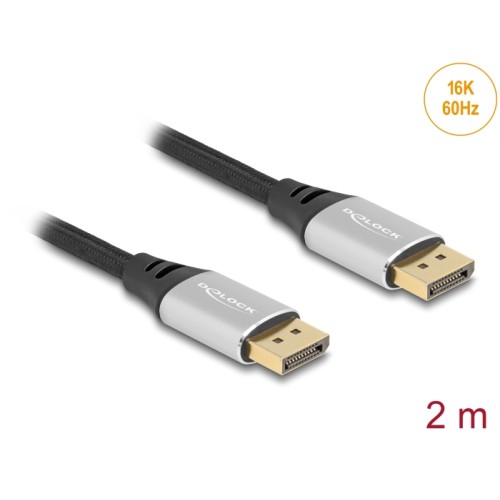 Delock DisplayPort Cable 16K 60 Hz 2 m silver metal