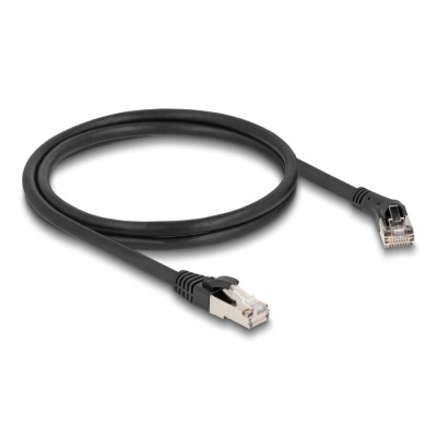 Delock RJ45 Network Cable Cat.8.1 S/FTP plug 45° right angled to plug straight up to 40 Gbps 1 m black 2