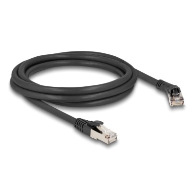 Delock RJ45 Network Cable Cat.8.1 S/FTP plug 45° right angled to plug straight up to 40 Gbps 2 m black 2
