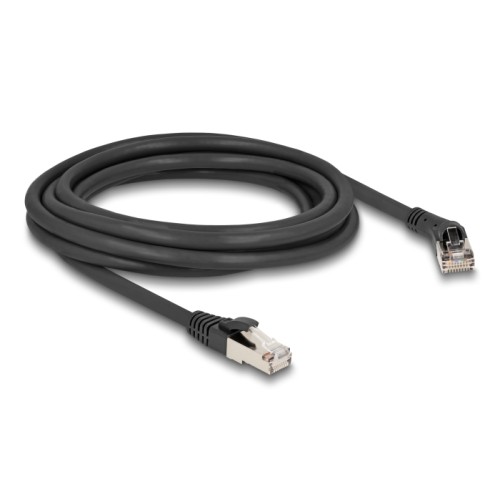 Delock RJ45 Network Cable Cat.8.1 S/FTP plug 45° right angled to plug straight up to 40 Gbps 3 m black