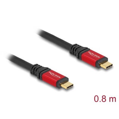 Delock USB 20 Gbps Cable USB Type-C™ male to male PD 3.0 100 W E-Marker 0.8 m red metal