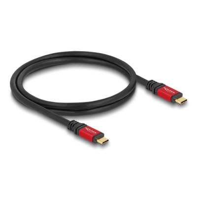 Delock USB 20 Gbps Cable USB Type-C™ male to male PD 3.0 100 W E-Marker 0.8 m red metal 2