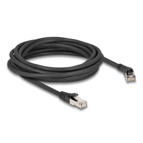 Delock RJ45 Network Cable Cat.8.1 S/FTP plug 45° right angled to plug straight up to 40 Gbps 5 m black