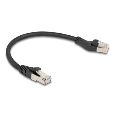Delock RJ45 Network Cable Cat.8.1 S/FTP plug 45° left angled to plug straight up to 40 Gbps 0.25 m black 2