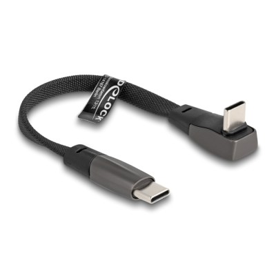 Delock USB 2.0 Flat Ribbon Cable USB Type-C™ male to USB Type-C™ male angled PD 3.0 60 W 14 cm black 2