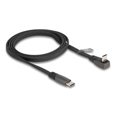 Delock USB 2.0 Flat Ribbon Cable USB Type-C™ male to USB Type-C™ male angled PD 3.0 60 W 1 m black 2