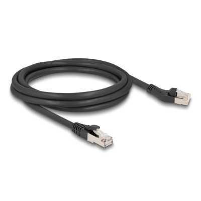 Delock RJ45 Network Cable Cat.8.1 S/FTP plug 45° left angled to plug straight up to 40 Gbps 2 m black 2