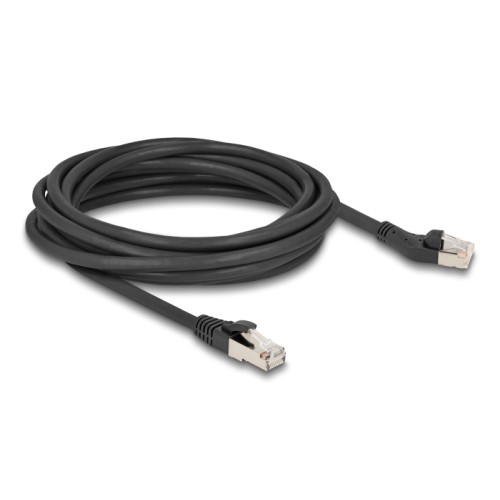 Delock RJ45 Network Cable Cat.8.1 S/FTP plug 45° left angled to plug straight up to 40 Gbps 5 m black