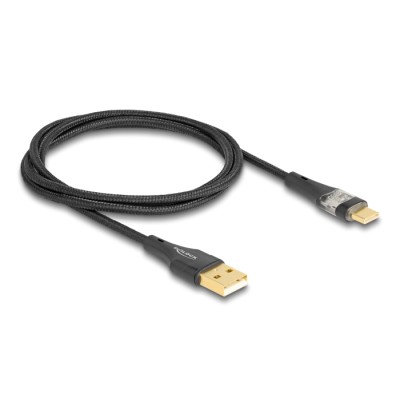 Delock USB 2.0 Cable Type-A male to USB Type-C™ male with Fast Charging 60 W transparent 1 m 2
