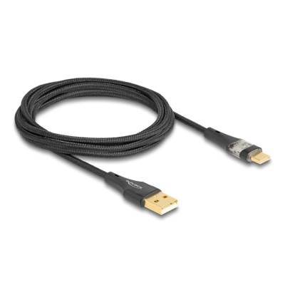 Delock USB 2.0 Cable Type-A male to USB Type-C™ male with Fast Charging 60 W transparent 2 m 2