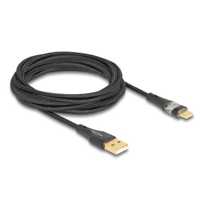 Delock USB 2.0 Cable Type-A male to USB Type-C™ male with Fast Charging 60 W transparent 3 m 2
